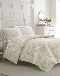 Laura Ashley Faye Toile Flannel Duvet Cover Set Home