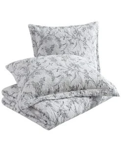 Laura Ashley Branch Toile 3Pc Grey Quilt Set Home -Laura Ashley 3030307213 RLLD 3