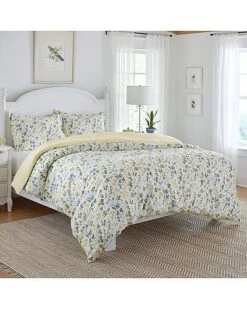 Laura Ashley Meadow Floral 100% Cotton 300 Thread Count Sateen Duvet Cover Set Home