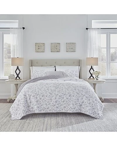 Laura Ashley Flora Of Cotton Reversible Quilt Set Home 1 Laura Ashley Flora Of Cotton Reversible Quilt Set Home