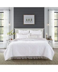 Laura Ashley Cyndie Solid Cotton Reversible Quilt Set Home