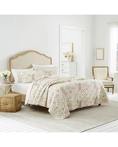 Laura Ashley Breezy Floral 3Pc Quilt Set Home 1 Laura Ashley Breezy Floral 3Pc Quilt Set Home