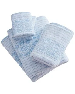 Laura Ashley Forever Eyelet 6Pc Blue Towel Set Home