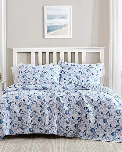 Laura Ashley Sea Whispers 3Pc Blue Quilt Set Home 1 Laura Ashley Sea Whispers 3Pc Blue Quilt Set Home