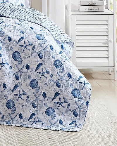 Laura Ashley Sea Whispers 3Pc Blue Quilt Set Home 2 Laura Ashley Sea Whispers 3Pc Blue Quilt Set Home - Image 2