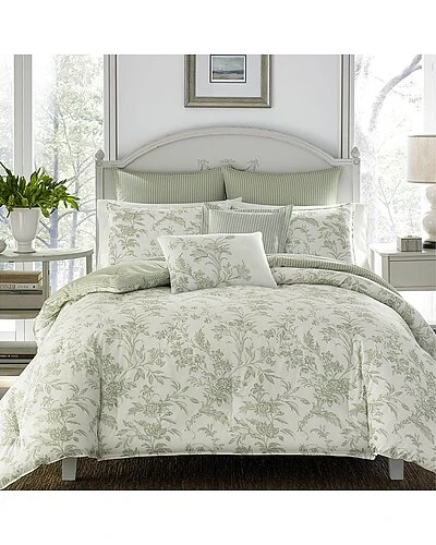 Laura Ashley Natalie 7Pc Sage Comforter Set Home 1 Laura Ashley Natalie 7Pc Sage Comforter Set Home