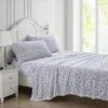 Laura Ashley Nnscroll Fleece 4 Piece Sheet Set Home