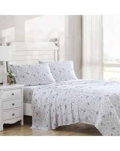 Laura Ashley Garden Muse 100% Cotton 300 Thread Count Sateen Sheet Set Home