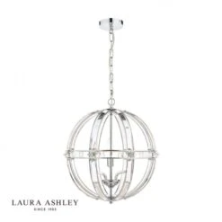 Laura Ashley AIDAN Glass & Polished Chrome 3 Light Globe Chandelier