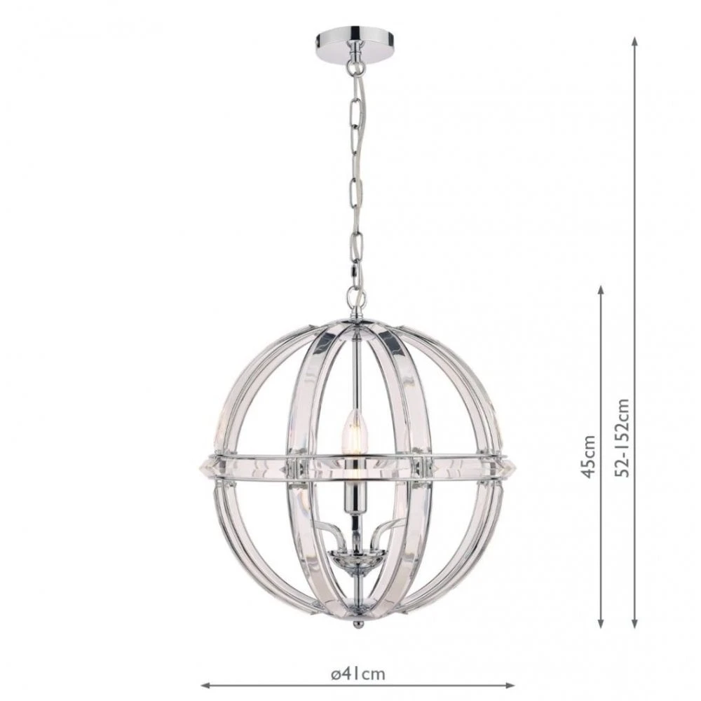 Laura Ashley AIDAN Glass & Polished Chrome 3 Light Globe Chandelier 2 Laura Ashley AIDAN Glass & Polished Chrome 3 Light Globe Chandelier - Image 2