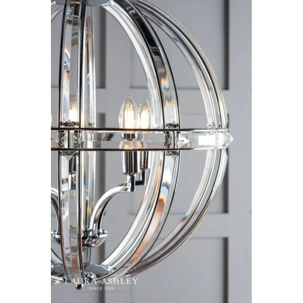 Laura Ashley AIDAN Glass & Polished Chrome 3 Light Globe Chandelier 3 Laura Ashley AIDAN Glass & Polished Chrome 3 Light Globe Chandelier - Image 3
