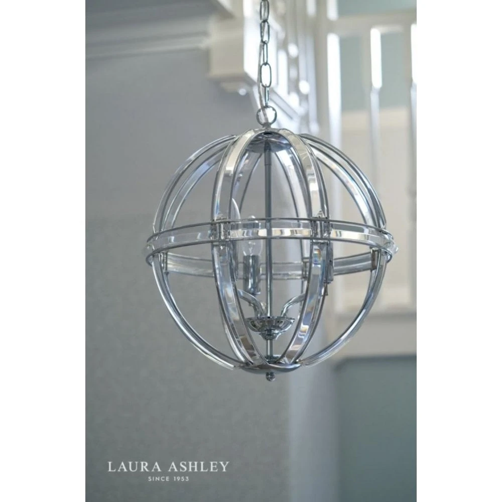 Laura Ashley AIDAN Glass & Polished Chrome 3 Light Globe Chandelier 5 Laura Ashley AIDAN Glass & Polished Chrome 3 Light Globe Chandelier - Image 5