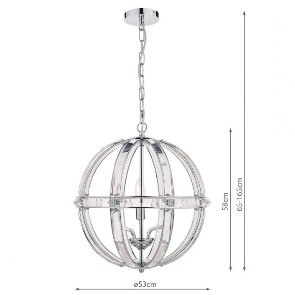 Laura Ashley AIDAN Glass & Polished Chrome 5 Light Globe Chandelier 2 Laura Ashley AIDAN Glass & Polished Chrome 5 Light Globe Chandelier - Image 2