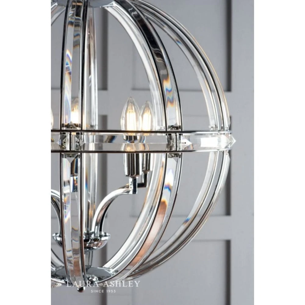 Laura Ashley AIDAN Glass & Polished Chrome 5 Light Globe Chandelier 5 Laura Ashley AIDAN Glass & Polished Chrome 5 Light Globe Chandelier - Image 5
