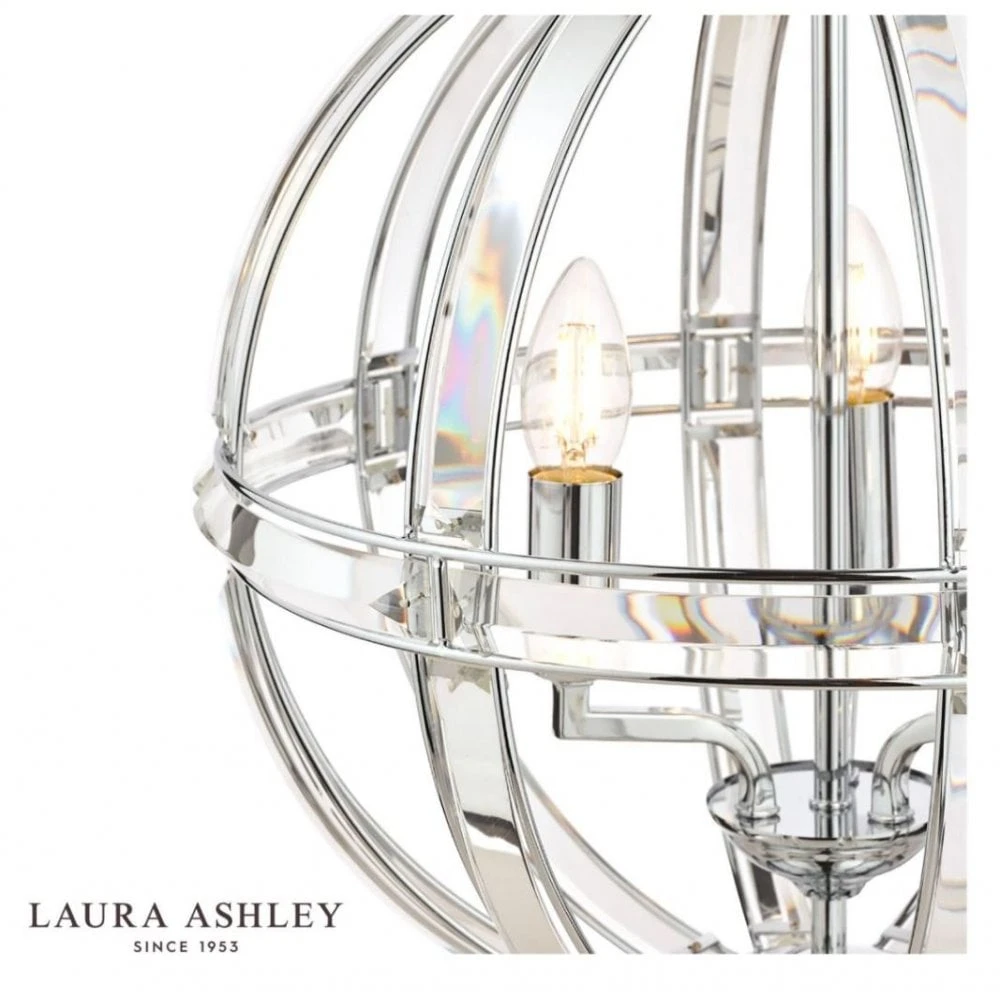 Laura Ashley AIDAN Glass & Polished Chrome 5 Light Globe Chandelier 6 Laura Ashley AIDAN Glass & Polished Chrome 5 Light Globe Chandelier - Image 6