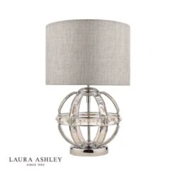 Laura Ashley AIDAN Glass & Polished Chrome Globe Table Lamp With Shade