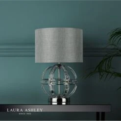 Laura Ashley AIDAN Glass & Polished Chrome Globe Table Lamp With Shade -Laura Ashley aidan glass polished chrome globe table lamp with shade p20262 40106 image