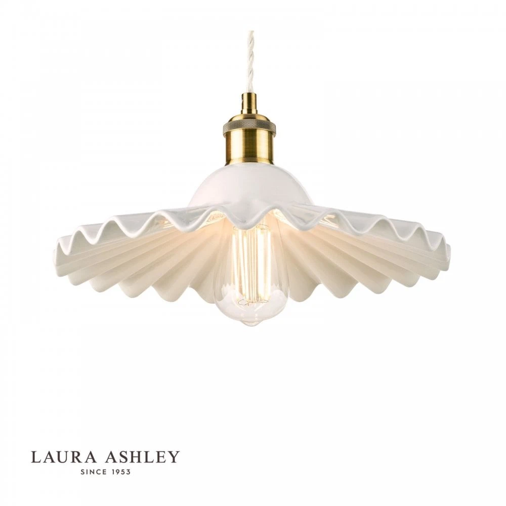 Laura Ashley BECA Large Pendant White Ceramic Antique Brass 2 Laura Ashley BECA Large Pendant White Ceramic Antique Brass - Image 2