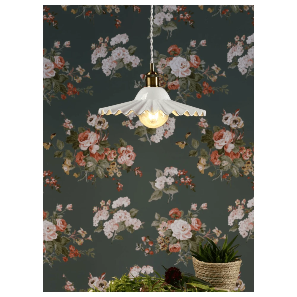 Laura Ashley BECA Large Pendant White Ceramic Antique Brass 4 Laura Ashley BECA Large Pendant White Ceramic Antique Brass - Image 4