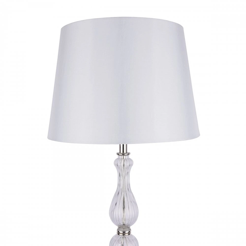 Laura Ashley BRADSHAW Standard Lamp Polished Nickel & Ribbed Glass With White Tapered Drum Shade 4 Laura Ashley BRADSHAW Standard Lamp Polished Nickel & Ribbed Glass With White Tapered Drum Shade - Image 4