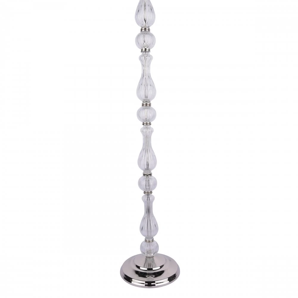 Laura Ashley BRADSHAW Standard Lamp Polished Nickel & Ribbed Glass With White Tapered Drum Shade 6 Laura Ashley BRADSHAW Standard Lamp Polished Nickel & Ribbed Glass With White Tapered Drum Shade - Image 6