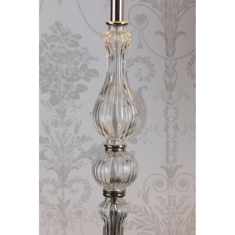 Laura Ashley BRADSHAW Standard Lamp Polished Nickel & Ribbed Glass With White Tapered Drum Shade 8 Laura Ashley BRADSHAW Standard Lamp Polished Nickel & Ribbed Glass With White Tapered Drum Shade - Image 8