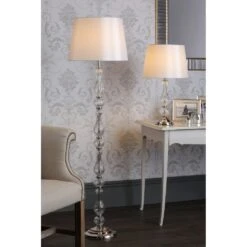 Laura Ashley BRADSHAW Table Lamp Polished Nickel & Ribbed Glass With White Tapered Drum Shade -Laura Ashley bradshaw table lamp polished nickel ribbed glass with white tapered drum shade p24069 44917 image