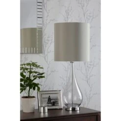 Laura Ashley BRONANT Table Lamp Smoked Glass & Polished Chrome With Shade -Laura Ashley bronant table lamp smoked glass polished chrome with shade p24087 45033 image