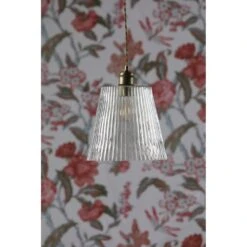 Laura Ashley CALLAGHAN Grand Ceiling Pendant Antique Brass With Tapered Ribbed Glass Shade -Laura Ashley callaghan grand ceiling pendant antique brass with tapered ribbed glass shade p24072 44937 image