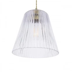 Laura Ashley CALLAGHAN Grand Ceiling Pendant Antique Brass With Tapered Ribbed Glass Shade -Laura Ashley callaghan grand ceiling pendant antique brass with tapered ribbed glass shade p24072 44940 image
