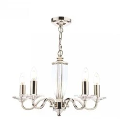 Laura Ashley CARSON 5 Light Chandelier | Polished Nickel | Crystal