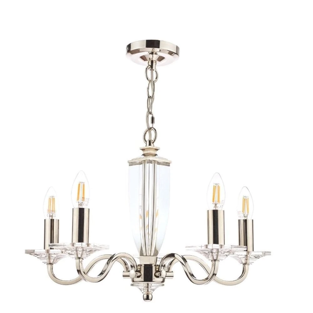 Laura Ashley CARSON 5 Light Chandelier | Polished Nickel | Crystal 2 Laura Ashley CARSON 5 Light Chandelier | Polished Nickel | Crystal - Image 2
