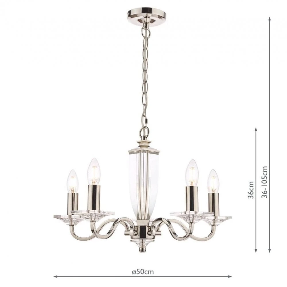 Laura Ashley CARSON 5 Light Chandelier | Polished Nickel | Crystal 3 Laura Ashley CARSON 5 Light Chandelier | Polished Nickel | Crystal - Image 3