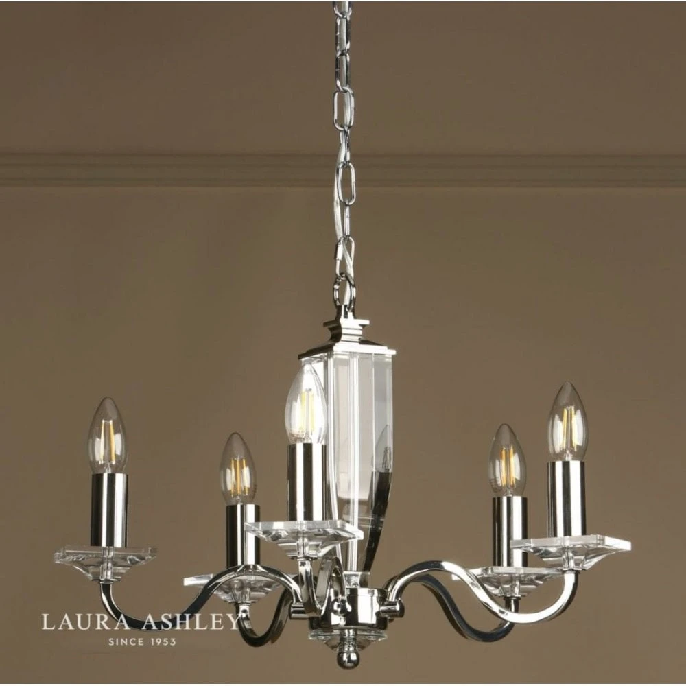Laura Ashley CARSON 5 Light Chandelier | Polished Nickel | Crystal 4 Laura Ashley CARSON 5 Light Chandelier | Polished Nickel | Crystal - Image 4