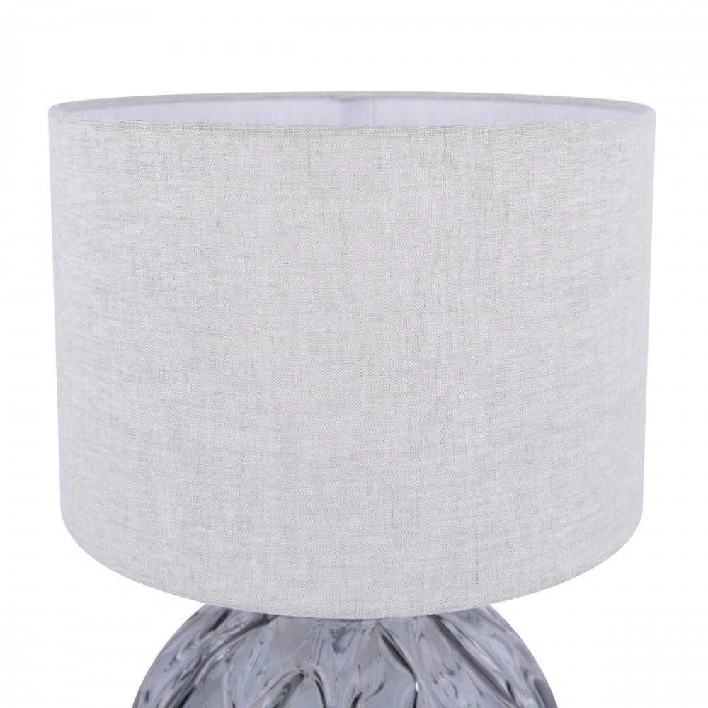 Laura Ashley ELDERDALE Table Lamp Smoked Artisan Glass With Polished Chrome And Pale Grey Drum Shade 5 Laura Ashley ELDERDALE Table Lamp Smoked Artisan Glass With Polished Chrome And Pale Grey Drum Shade - Image 5