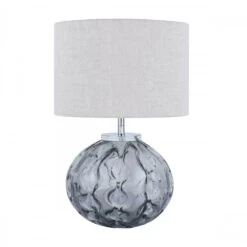 Laura Ashley ELDERDALE Table Lamp Smoked Artisan Glass With Polished Chrome And Pale Grey Drum Shade 12 Laura Ashley ELDERDALE Table Lamp Smoked Artisan Glass With Polished Chrome And Pale Grey Drum Shade -Laura Ashley elderdale table lamp smoked artisan glass with polished chrome and pale grey drum shade p24077 44977 image