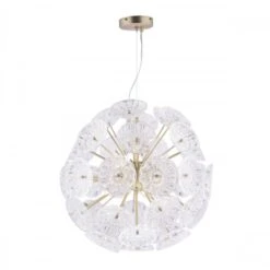 Laura Ashley ELWICK Ceiling Pendant | Pressed Textured Glass Dishes | Antique Brass | 6 Light