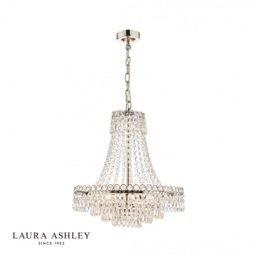 Laura Ashley ENID 5 Light Chandelier Polished Nickel Crystal 1 Laura Ashley ENID 5 Light Chandelier Polished Nickel Crystal