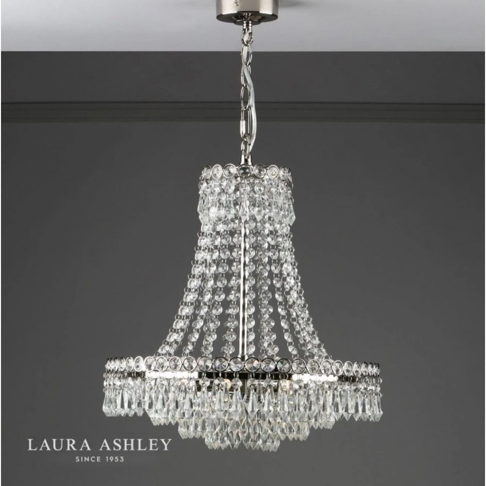 Laura Ashley ENID 5 Light Chandelier Polished Nickel Crystal 4 Laura Ashley ENID 5 Light Chandelier Polished Nickel Crystal - Image 4