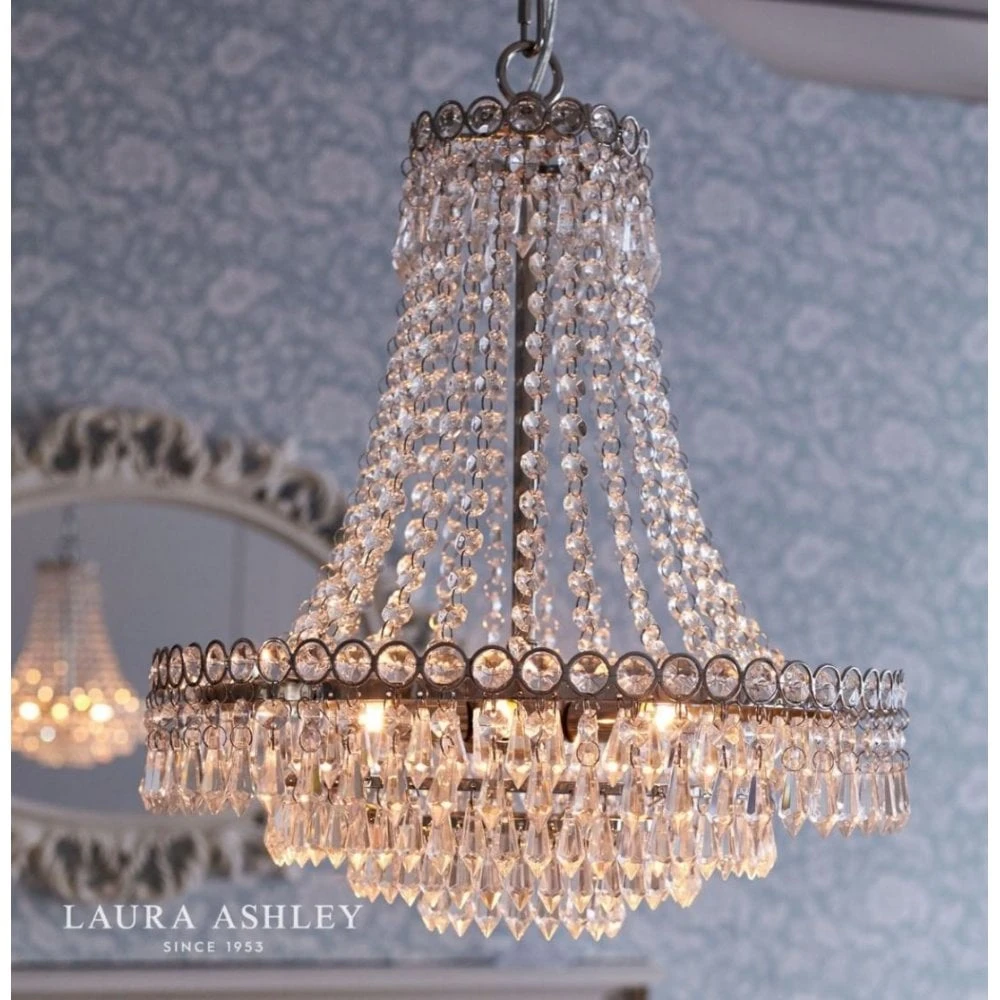 Laura Ashley ENID 5 Light Chandelier Polished Nickel Crystal 5 Laura Ashley ENID 5 Light Chandelier Polished Nickel Crystal - Image 5
