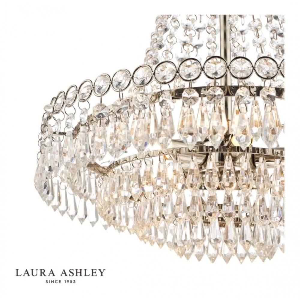 Laura Ashley ENID 5 Light Chandelier Polished Nickel Crystal 6 Laura Ashley ENID 5 Light Chandelier Polished Nickel Crystal - Image 6