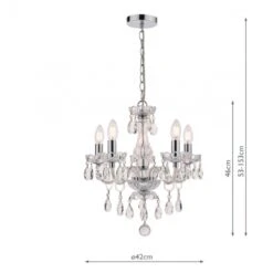 Laura Ashley HARRIET 5 Light Crystal & Polished Chrome Chandelier -Laura Ashley harriet 5 light crystal polished chrome chandelier p20319 40356 image