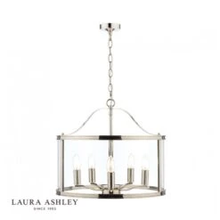 Laura Ashley HARRINGTON 5 Light Pendant Polished Nickel Glass