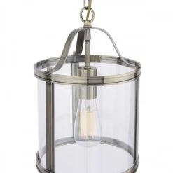 Laura Ashley HARRINGTON Ceiling Lantern | Antique Brass And Clear Glass -Laura Ashley harrington ceiling lantern antique brass and clear glass p24084 45029 image