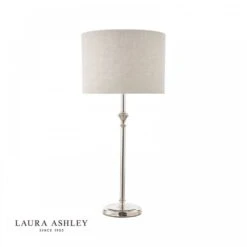 Laura Ashley HIGHGROVE Table Lamp Polished Nickel With Shade