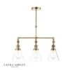 Laura Ashley ISAAC 3 Light Bar Pendant Light | Antique Brass With Glass Shades