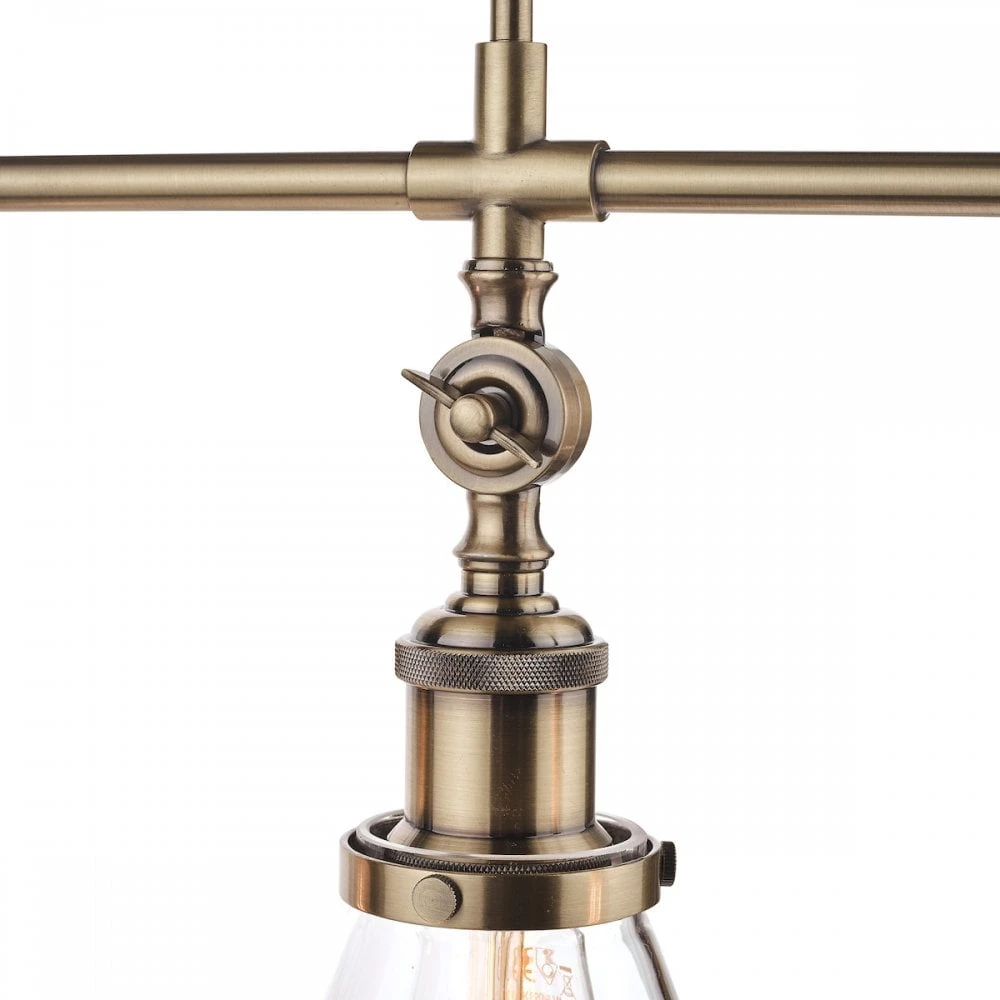 Laura Ashley ISAAC 3 Light Bar Pendant Light | Antique Brass With Glass Shades 4 Laura Ashley ISAAC 3 Light Bar Pendant Light | Antique Brass With Glass Shades - Image 4