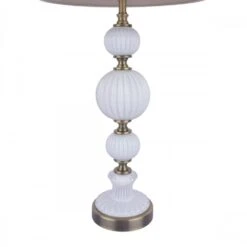 Laura Ashley CROXDEN Table Lamp With White Ribbed Glass & Antique Brass And Ivory Shade -Laura Ashley laura ashley croxden table lamp with white ribbed glass antique brass and ivory shade p24107 44708 image