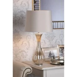 Laura Ashley NEVERN Table Lamp WITH Champagne Glass & Ivory Shade -Laura Ashley laura ashley nevern table lamp with champagne glass ivory shade p24101 44704 image