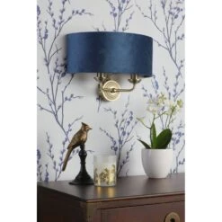 Laura Ashley SORRENTO 2 Light Wall Light Antique Brass & Blue Shade -Laura Ashley laura ashley sorrento 2 light wall light antique brass blue shade p24100 44816 image